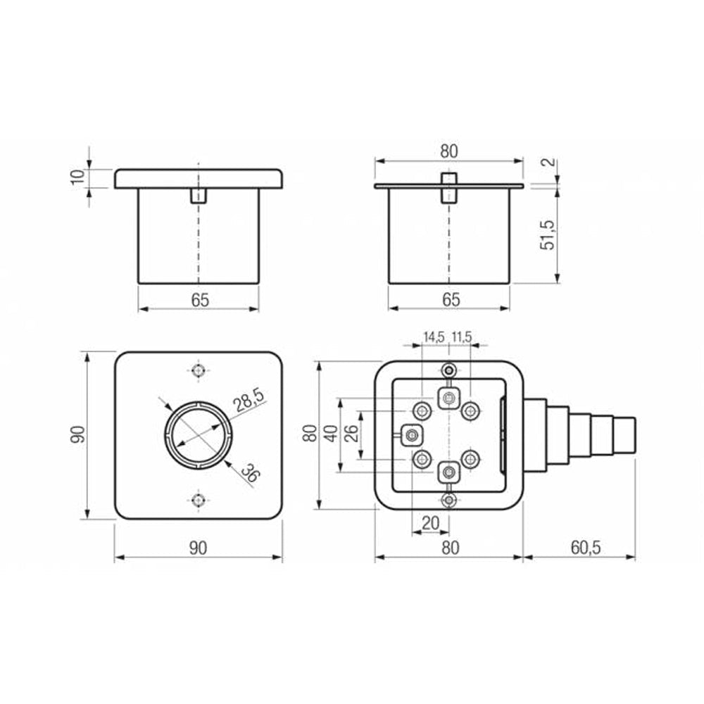 Scatola ad incasso per gomiti flangiati gas 90x90 mm — F.i.v. - HD casa