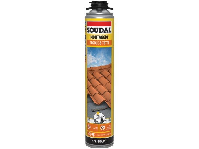 Schiuma poliuretanica tegole e tetti Soudal 750 ml - pistola - HD casa
