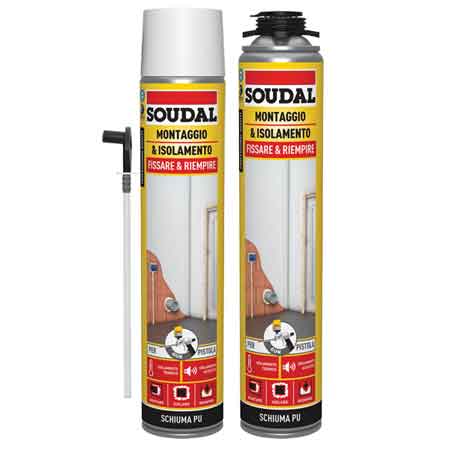 Schiuma poliuretanica universale Soudal 750 ml - pistola - HD casa