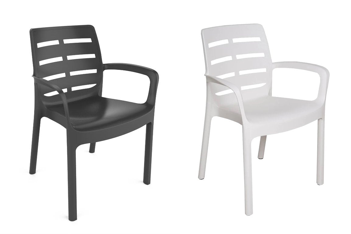 Sedia impilabile con braccioli Borneo colore antracite — PRO Garden - HD casa