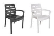 Sedia impilabile con braccioli Borneo colore bianco — PRO Garden - HD casa