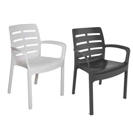 Sedia impilabile con braccioli Borneo colore bianco — PRO Garden - HD casa