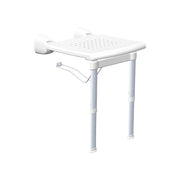 Sedile doccia a muro ribaltabile antiscivolo con gambe telescopiche anodizzato - P.51 x L.42 — K Design - HD casa