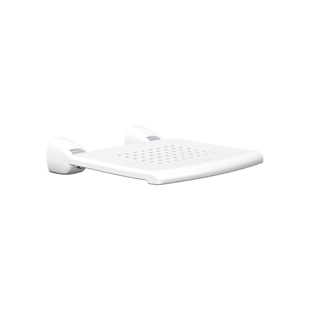 Sedile doccia a muro ribaltabile Senior antiscivolo bianco - P.51 x L.42 cm — K Design - HD casa