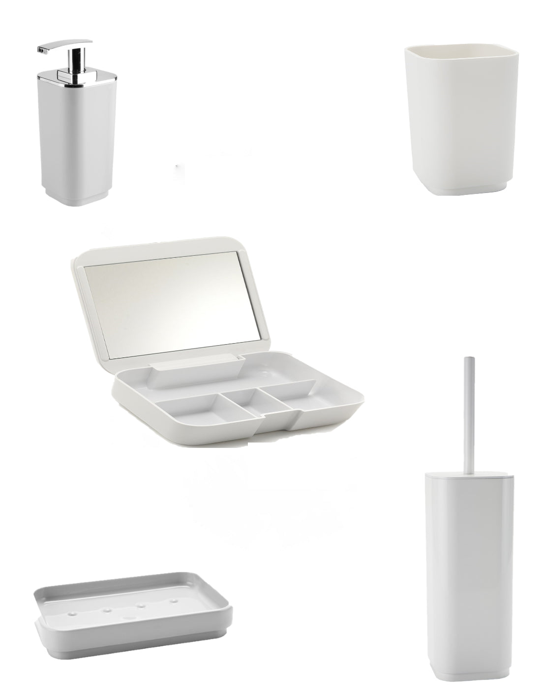 Set da 5 accessori d' appoggio GEDY linea Seventy bianco - HD casa