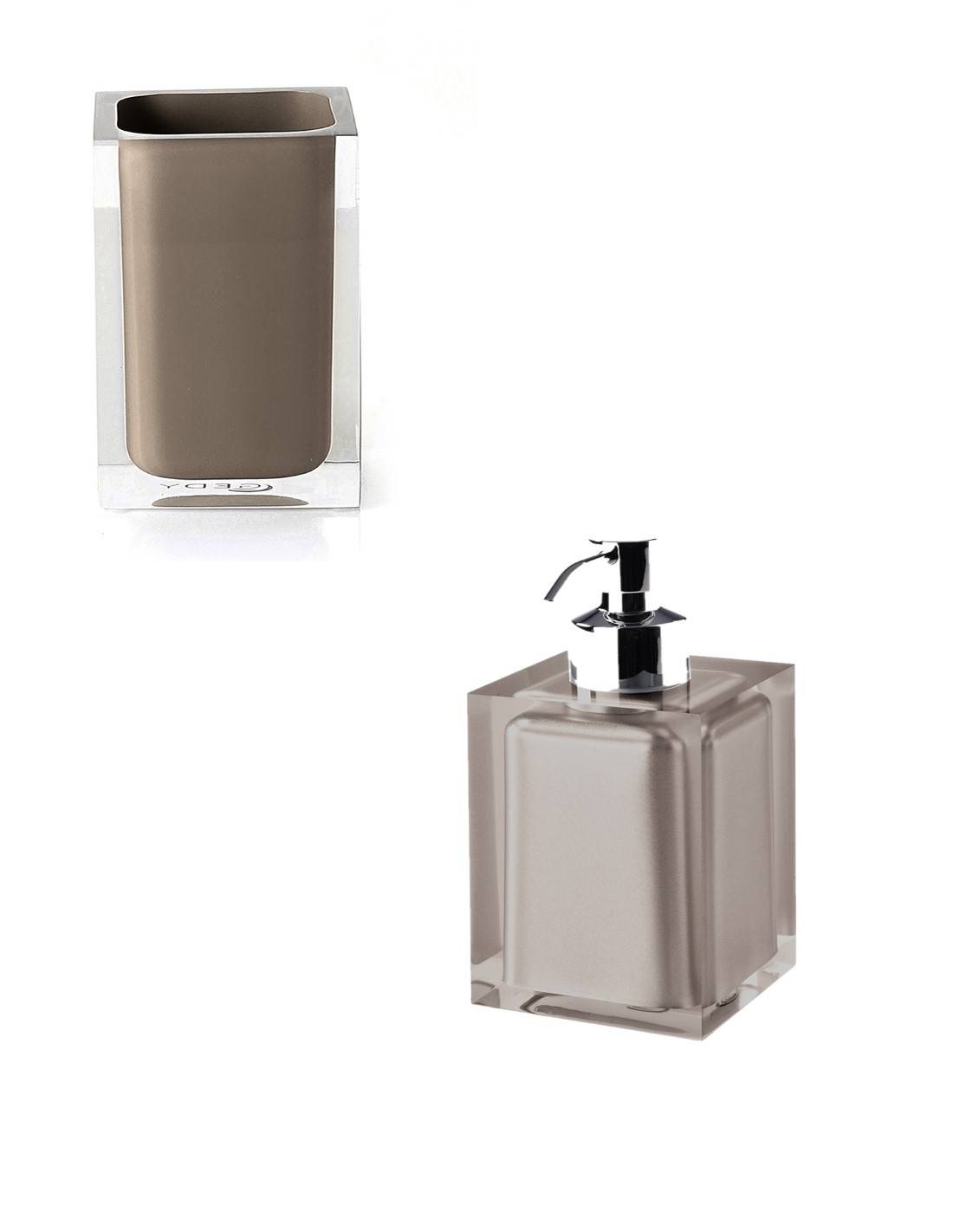 Set portaspazzolini / dosasapone d' appoggio Gedy linea Rainbow tortora - HD casa