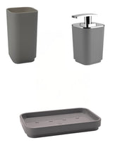 Set portaspazzolini, dosasapone e portasapone d' appoggio Gedy linea Seventy grigio - HD casa