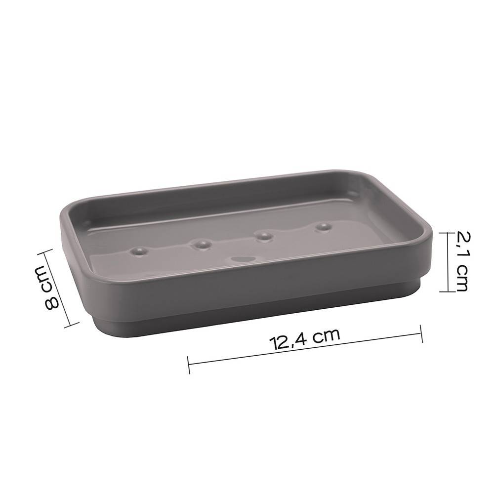 Set portaspazzolini, dosasapone e portasapone d' appoggio Gedy linea Seventy grigio - HD casa