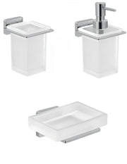 Set portaspazzolini, dosasapone e portasapone da muro Gedy linea Atena cromato - HD casa