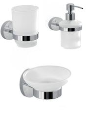 Set portaspazzolini, dosasapone e portasapone da muro Gedy linea Eros cromato - HD casa
