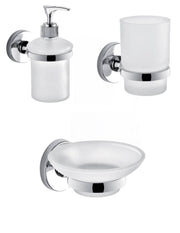 Set portaspazzolini, dosasapone e portasapone da muro Gedy linea Felce cromato - HD casa