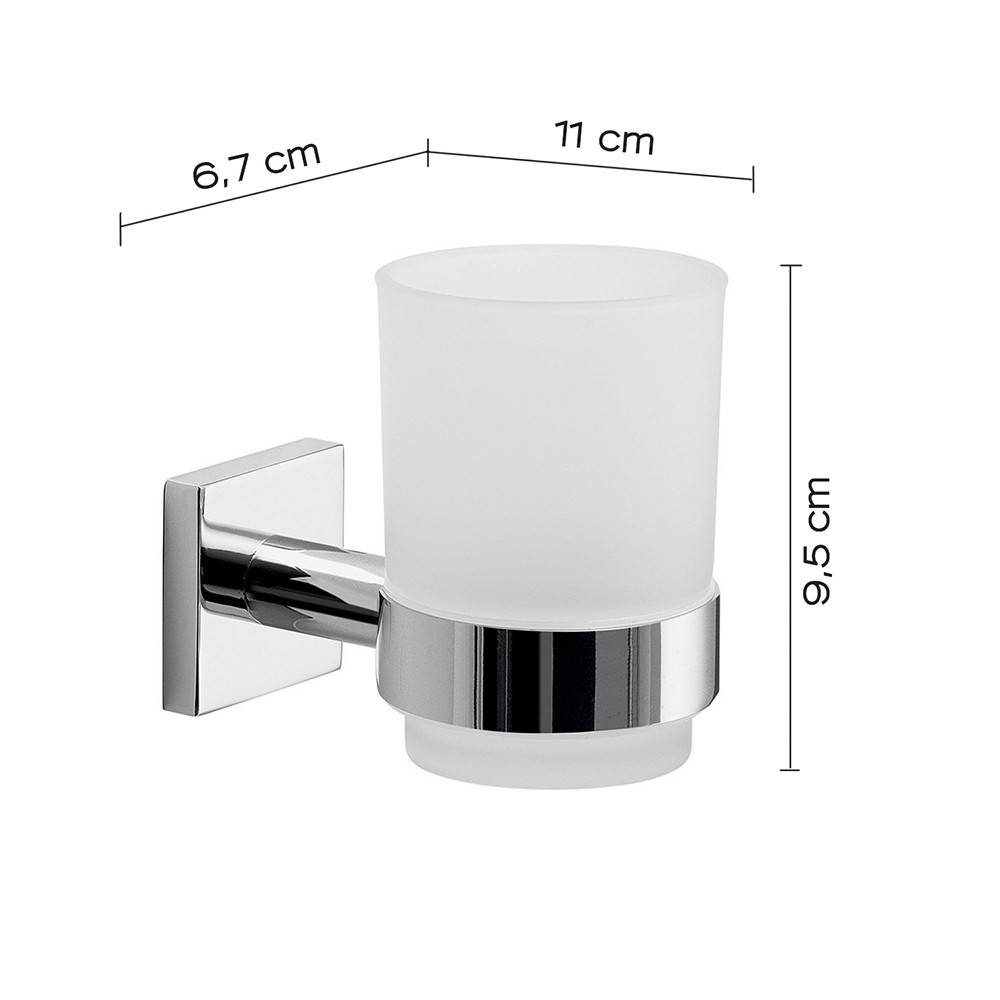 Set portaspazzolini, dosasapone e portasapone da muro Gedy linea Fuji cromato - HD casa