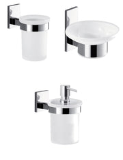 Set portaspazzolini, dosasapone e portasapone da muro Gedy linea Maine cromato - HD casa