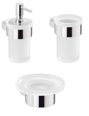 Set portaspazzolini, dosasapone e portasapone da muro Gedy linea Pirenei cromato - HD casa