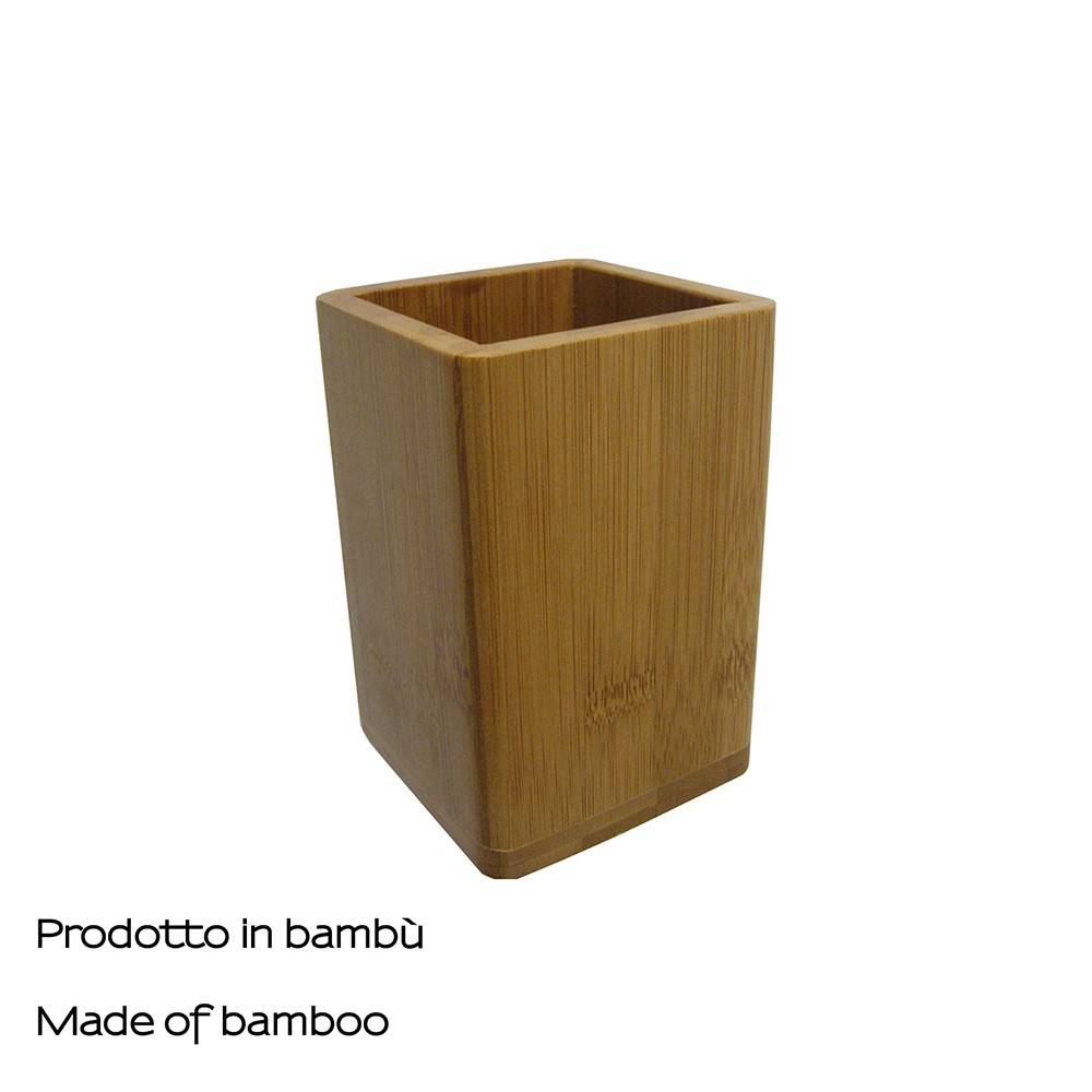 Set portaspazzolini e dosasapone d' appoggio Gedy linea Bambù naturale - HD casa