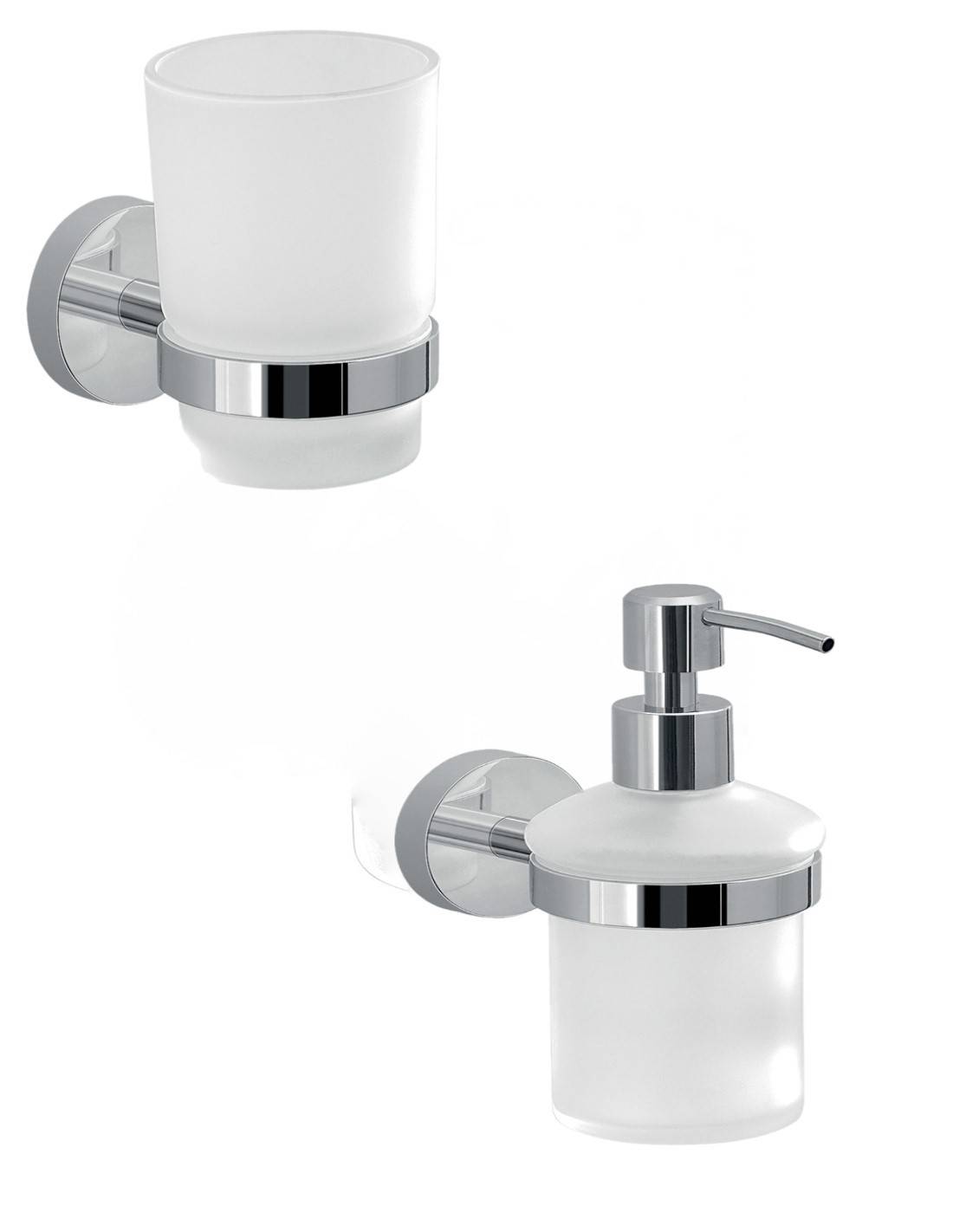 Set portaspazzolini e dosasapone da muro Gedy linea Eros cromato - HD casa