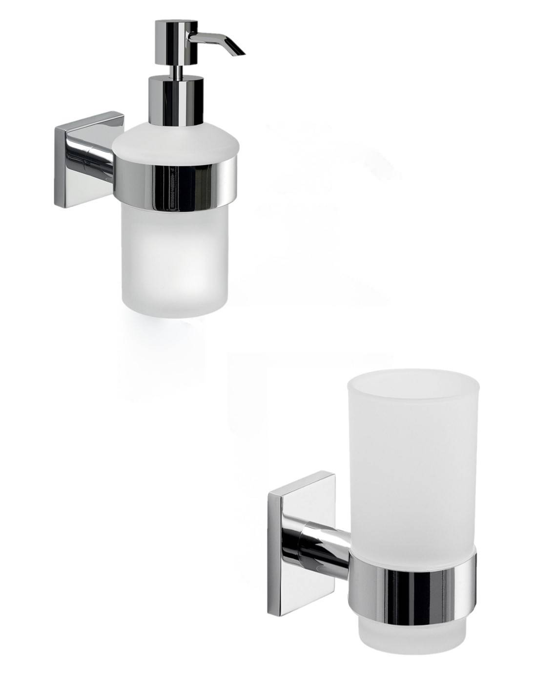 Set portaspazzolini e dosasapone da muro Gedy linea Fuji cromato - HD casa