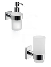 Set portaspazzolini e dosasapone da muro Gedy linea Fuji cromato - HD casa