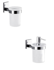 Set portaspazzolini e dosasapone da muro Gedy linea Maine cromato - HD casa