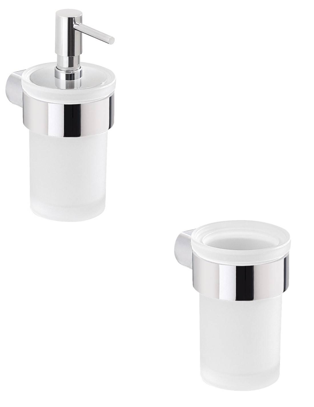 Set portaspazzolini e dosasapone da muro Gedy linea Pirenei cromato - HD casa