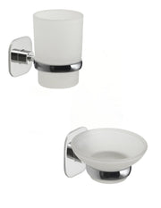 Set portaspazzolini e portasapone da muro Gedy linea Teide cromato - HD casa