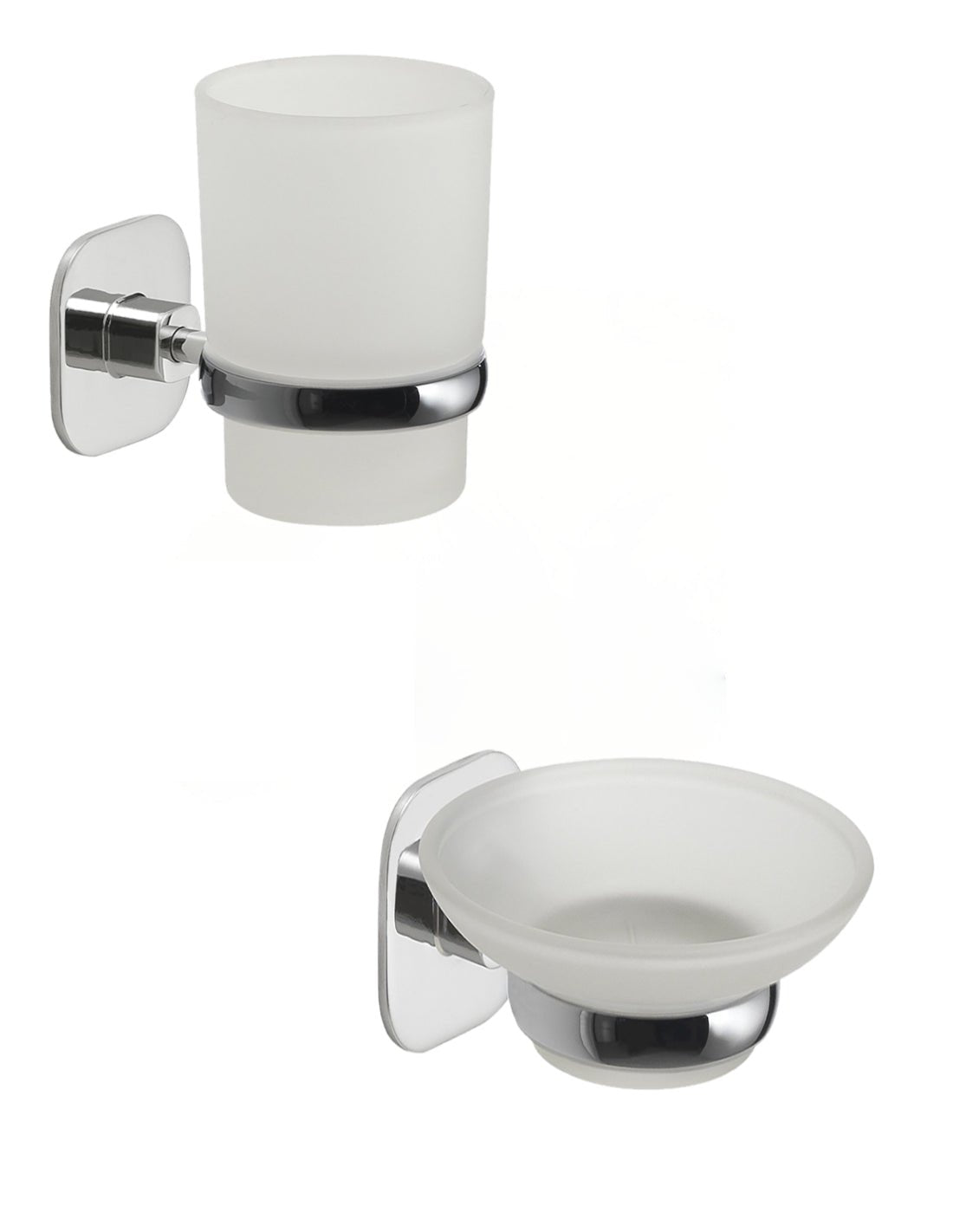 Set portaspazzolini e portasapone da muro Gedy linea Teide cromato - HD casa