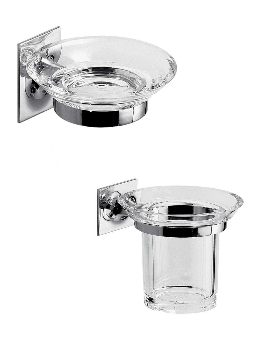 Set portaspazzolini e portasapone da muro Gedy linea Wizard cromato - HD casa