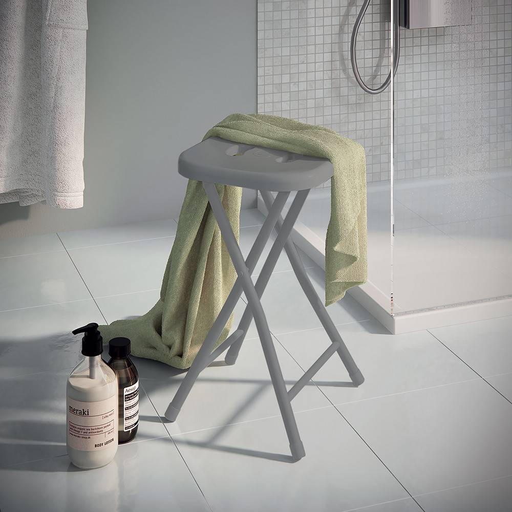 Sgabello da bagno GEDY in acciaio inox richiudibile colore Grigio - HD casa