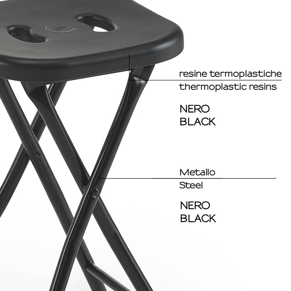 Sgabello da bagno GEDY in acciaio inox richiudibile colore Nero - HD casa