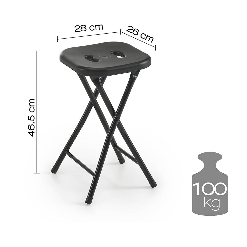 Sgabello da bagno GEDY in acciaio inox richiudibile colore Nero - HD casa