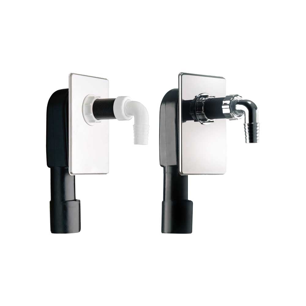 Sifone a incasso per lavatrice ispezionabile 1" x Ø40/50 m, piasta INOX cromata — MADE IN Italy - HD casa