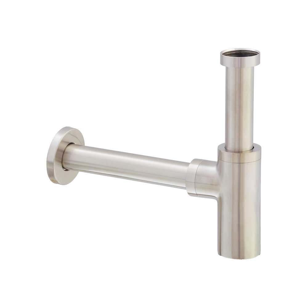 Sifone d'arredo per lavabo cromo spazzolato 1"1/4 x Ø32 - L.250 mm — MADE IN Italy - HD casa