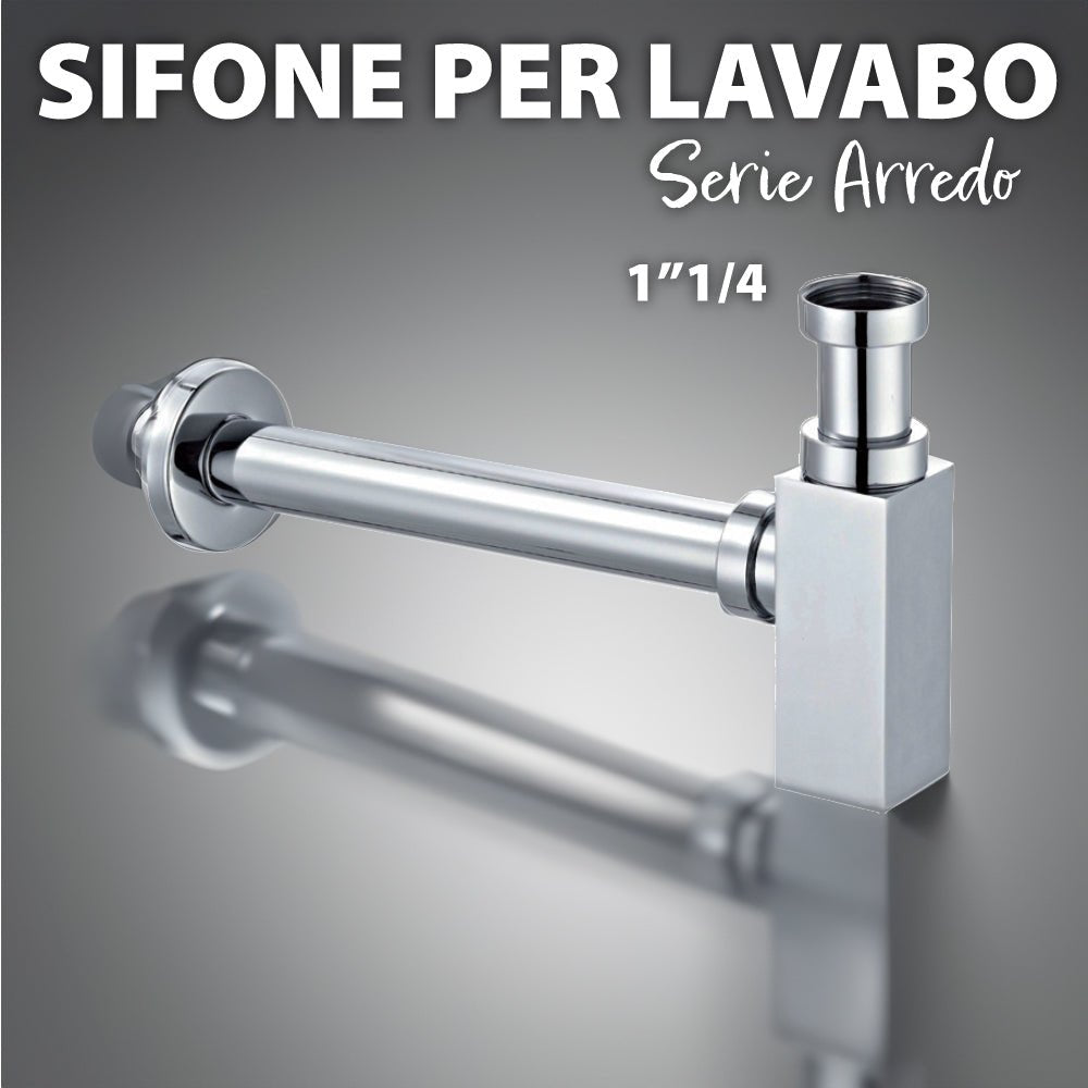 Sifone d'arredo quadro per lavabo Lusso cromato Ø32 x 250 mm -1"1/4 - HD casa