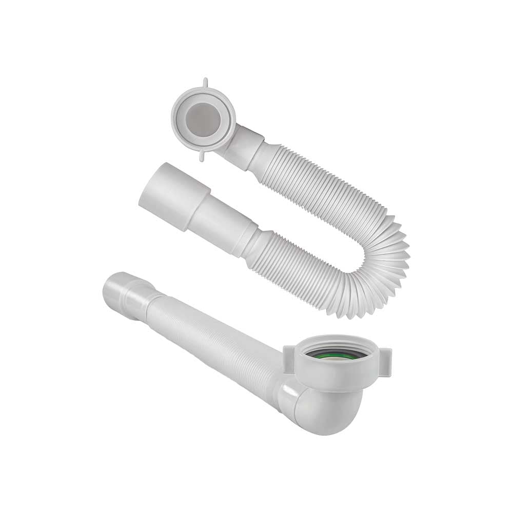 Sifone flessibile ed estensibile con attacco a ghiera curvo 1"1/2 x Ø40/50 mm - HD casa