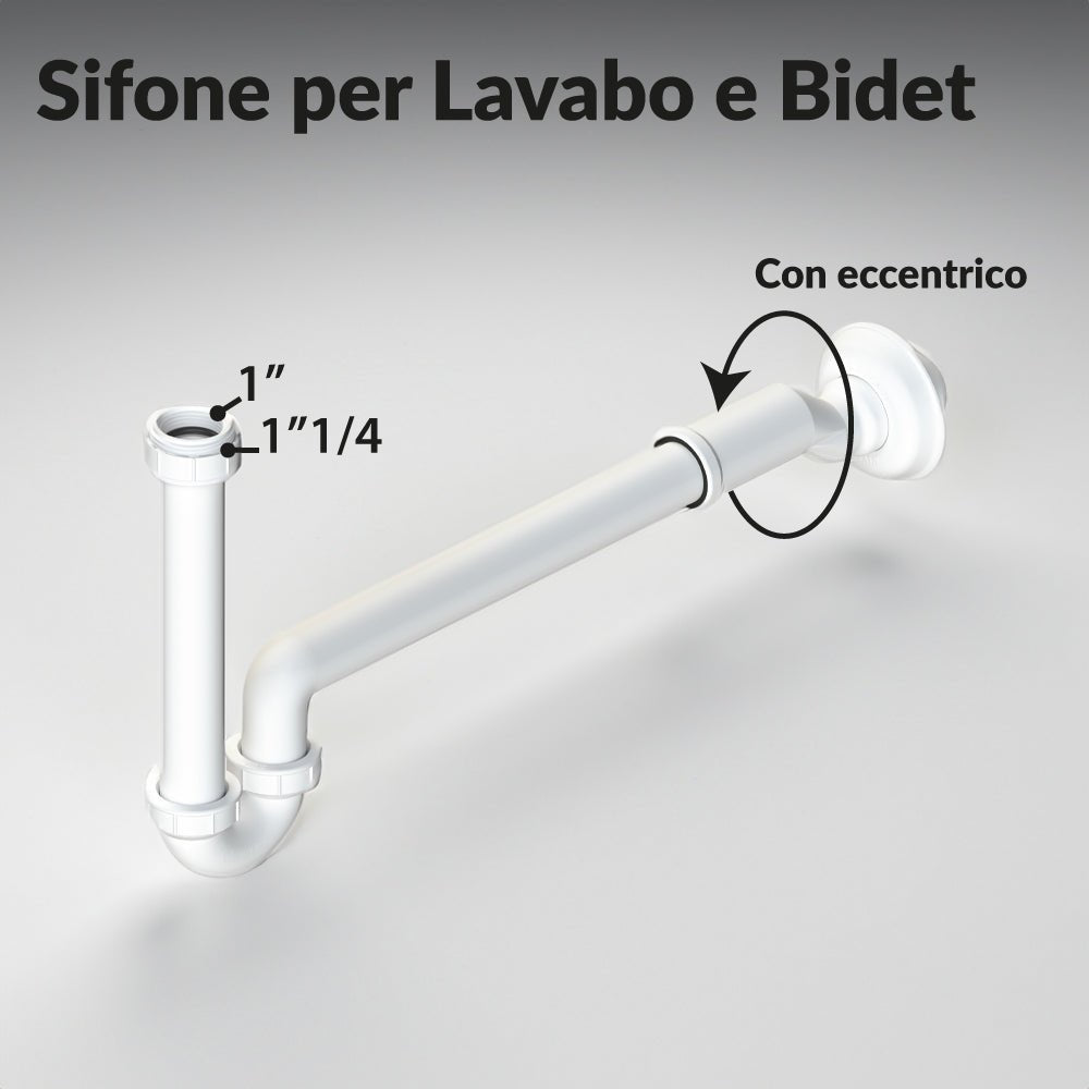 Sifone per lavabo e bidet autopulente con eccentrico 1"-1"1/4 x Ø32-40 mm — L.B. Plast - HD casa