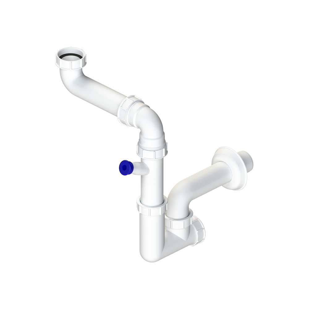 Sifone per lavello a 1 via salvaspazio ispezionabile 1"1/2 x Ø40 mm — L.B. Plast - HD casa