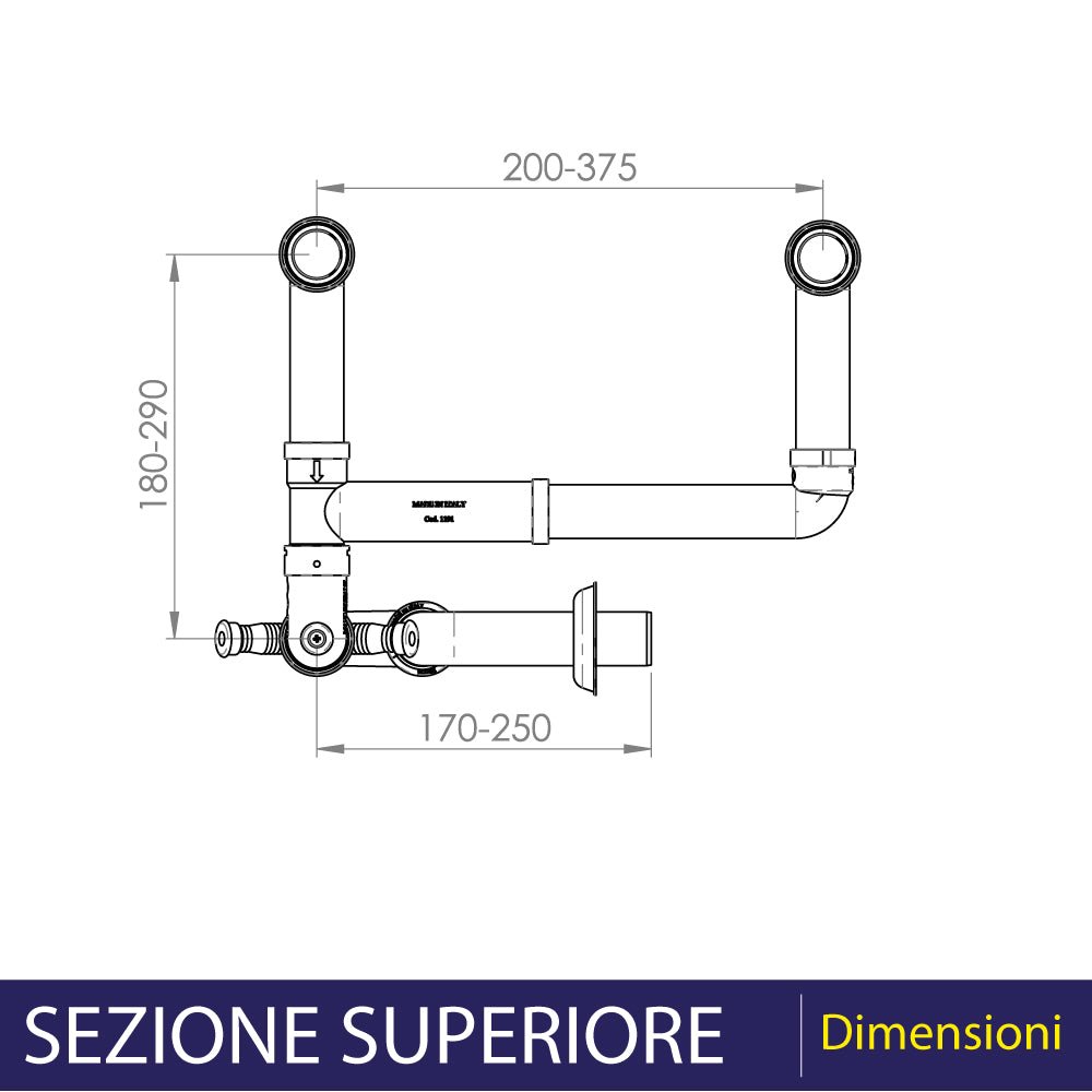 Sifone per lavello a 2 vie salvaspazio autopulente 2k 1"1/2 x Ø40 mm — L.B. Plast - HD casa