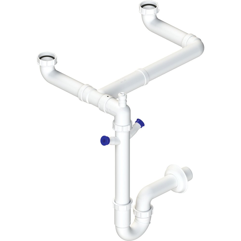 Sifone per lavello a 2 vie salvaspazio autopulente 2k 1"1/2 x Ø40 mm — L.B. Plast - HD casa