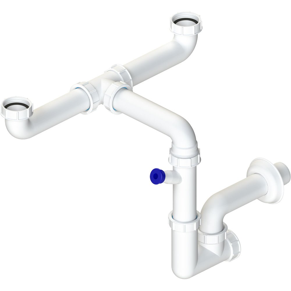 Sifone per lavello a 2 vie salvaspazio ispezionabile 1"1/2 x Ø40 mm — L.B. Plast - HD casa