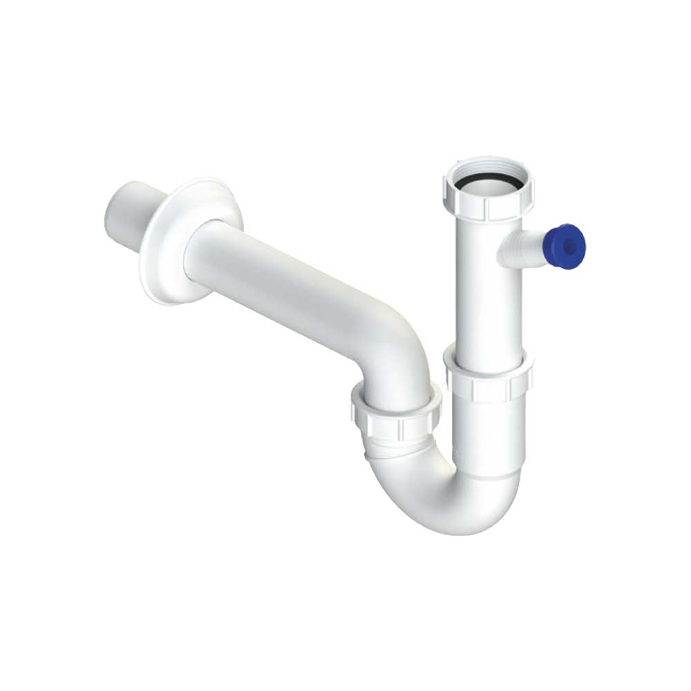 Sifone per lavello autopulente a 1 via con attacco lavastoviglie 1"1/2 x Ø40 mm — L.B. Plast - HD casa