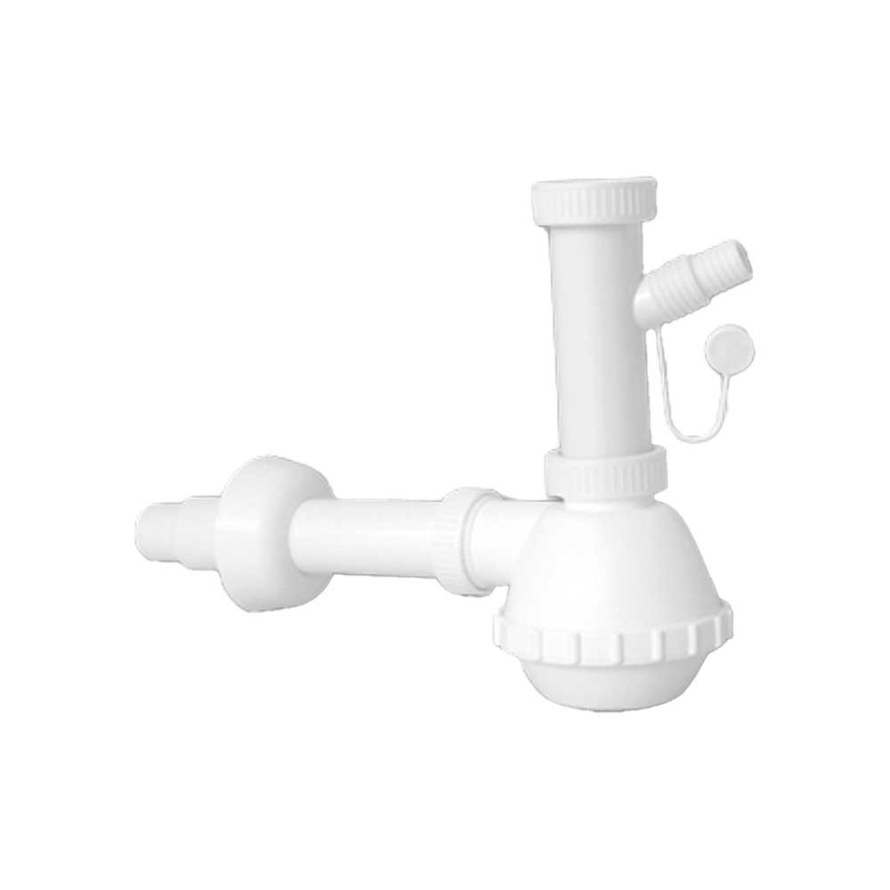 Sifone per lavello cucina a 1 via Francia con attacco lavatrice 1"1/2 x Ø32/40 mm - HD casa