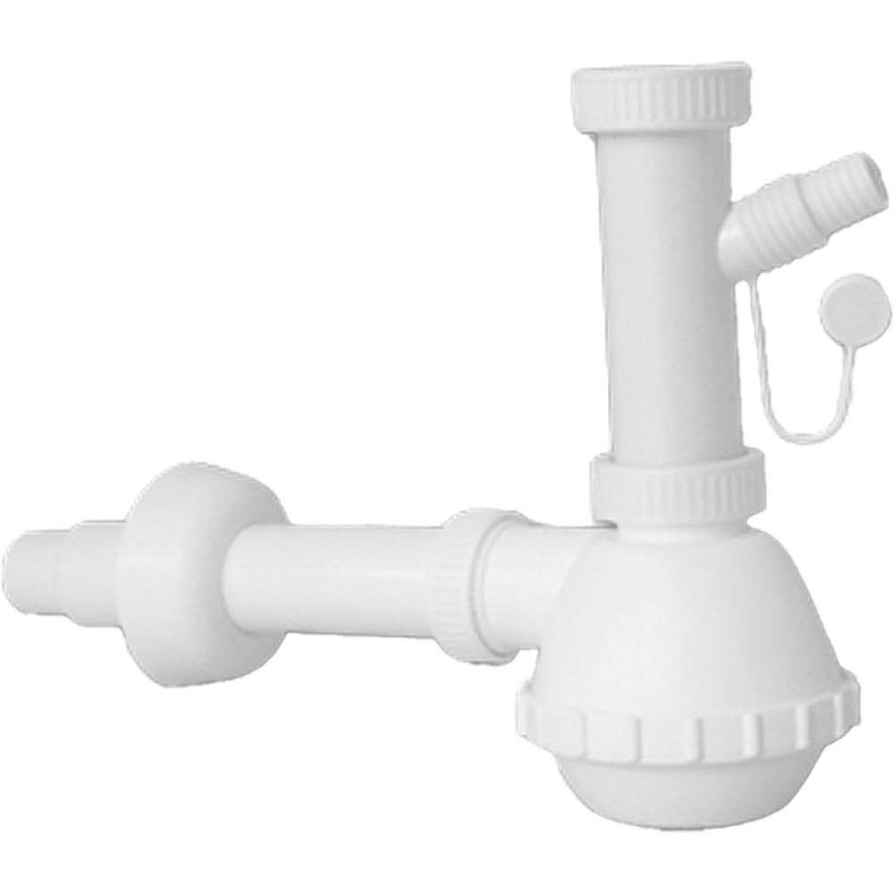 Sifone per lavello cucina a 1 via Francia con attacco lavatrice 1"1/2 x Ø32/40 mm - HD casa