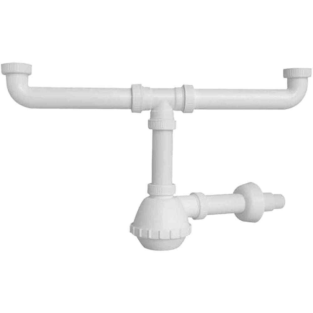 Sifone per lavello cucina a 2 vie Francia 1"1/2 x Ø32/40 mm - HD casa