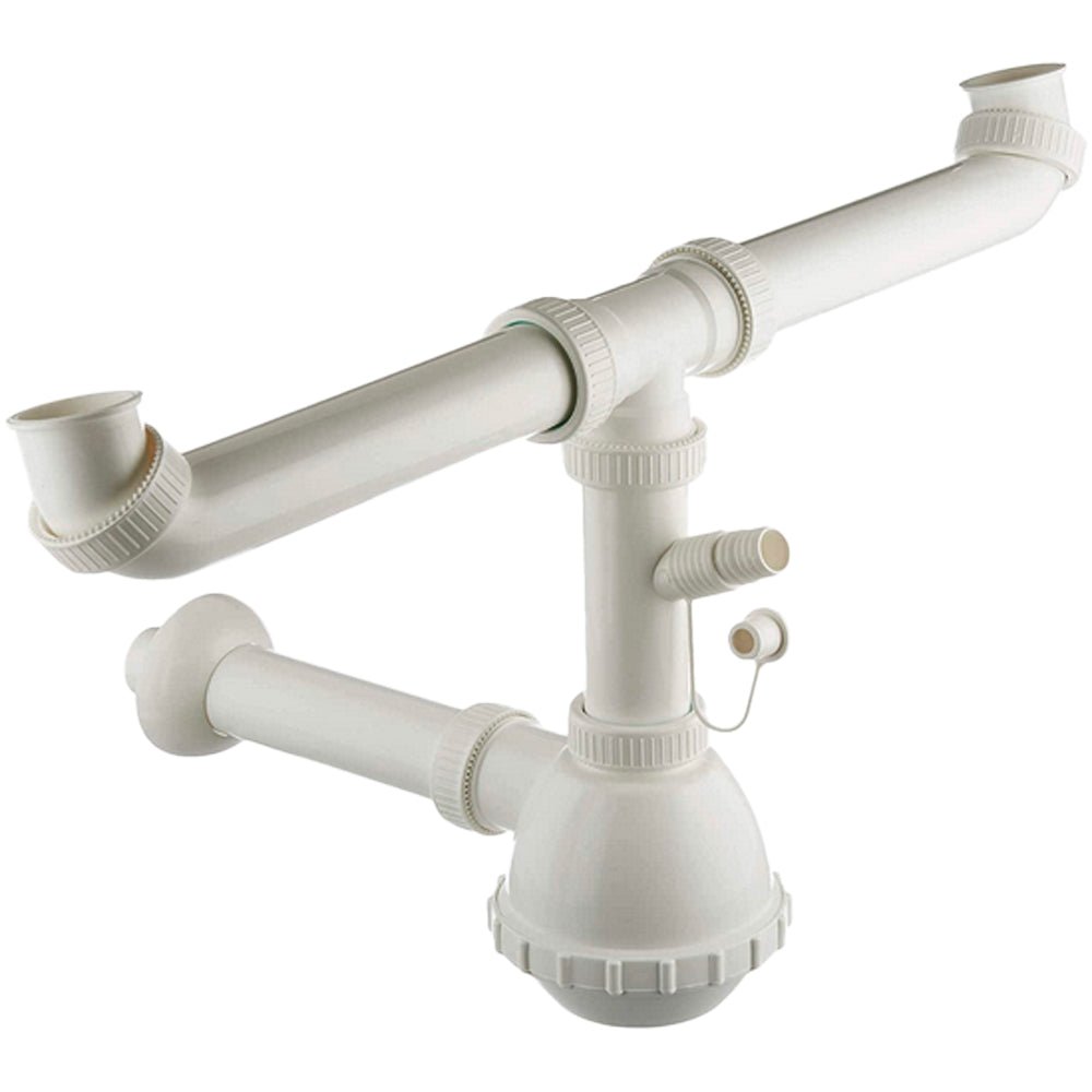 Sifone per lavello cucina a 2 vie Francia con attacco lavatrice 1"1/2 x Ø32/40 mm - HD casa