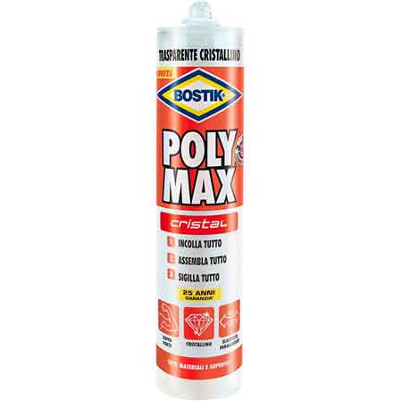 Sigillante poly MAX original express cristal Bostik 300 gr - HD casa