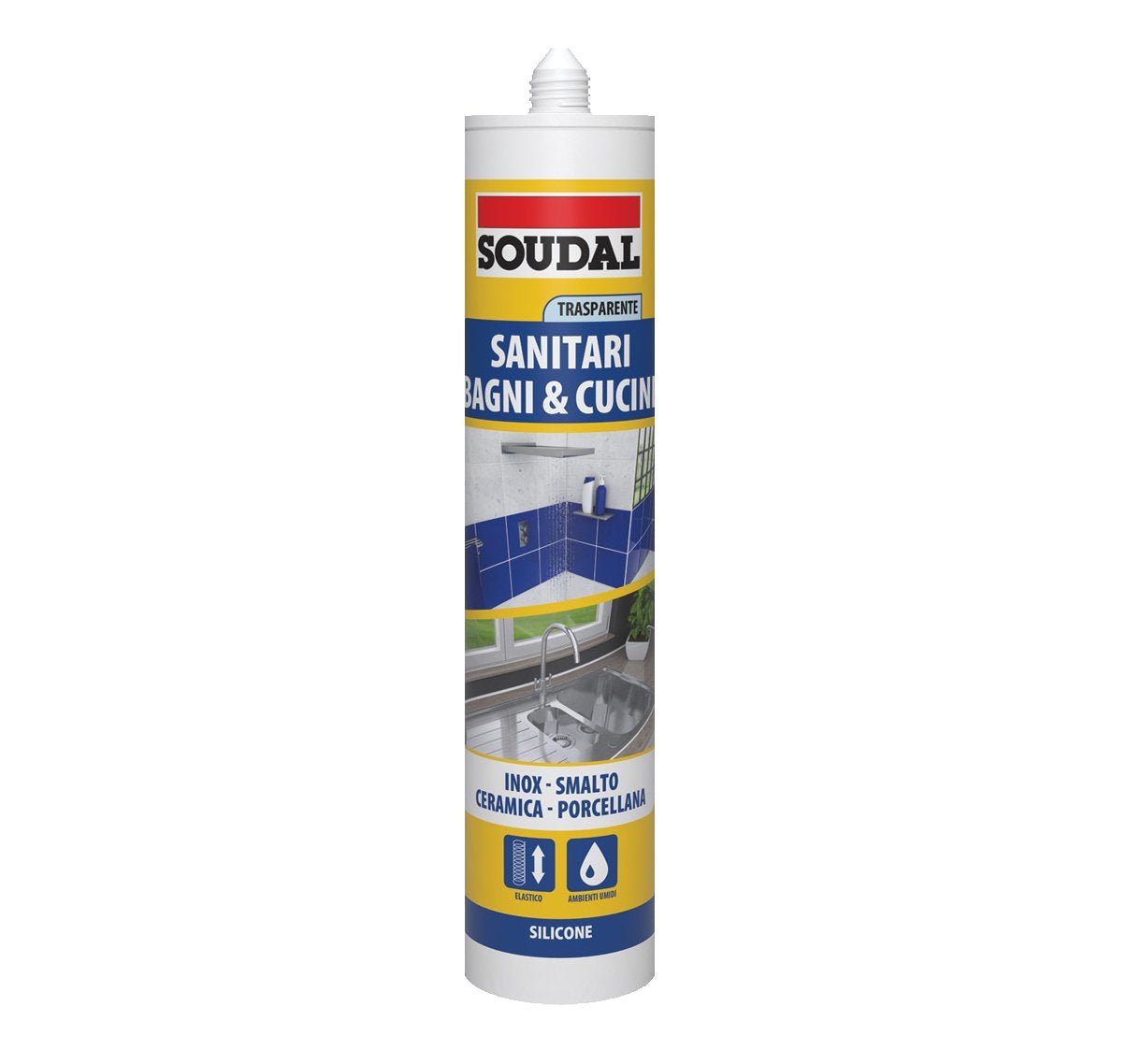 Silicone acetico sanitari Soudal 300 ml - trasparente - HD casa
