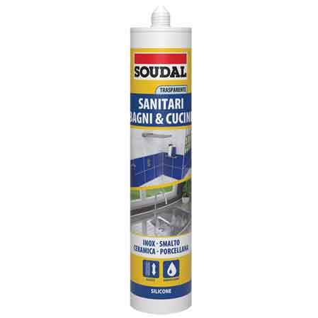 Silicone acetico sanitari Soudal 300 ml - trasparente - HD casa