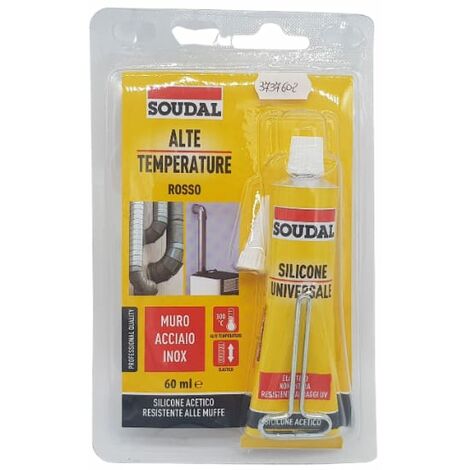 Silicone alte temperature in blister Soudal 60 ml - rosso - HD casa