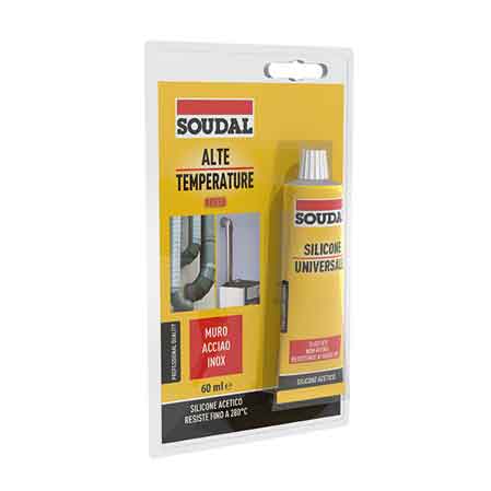 Silicone alte temperature in blister Soudal 60 ml - rosso - HD casa