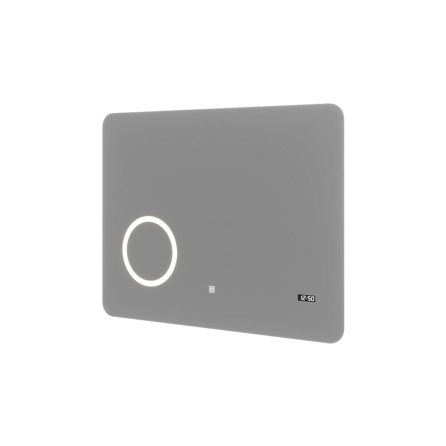 Specchiera touch con lente d' ingrandimento e orologio da cm 80x60 - HD casa